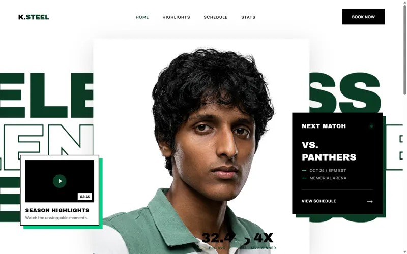 K.Steel athlete portfolio website