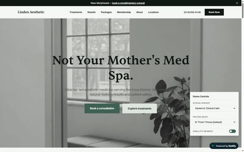 Linden Aesthetic Medicine website